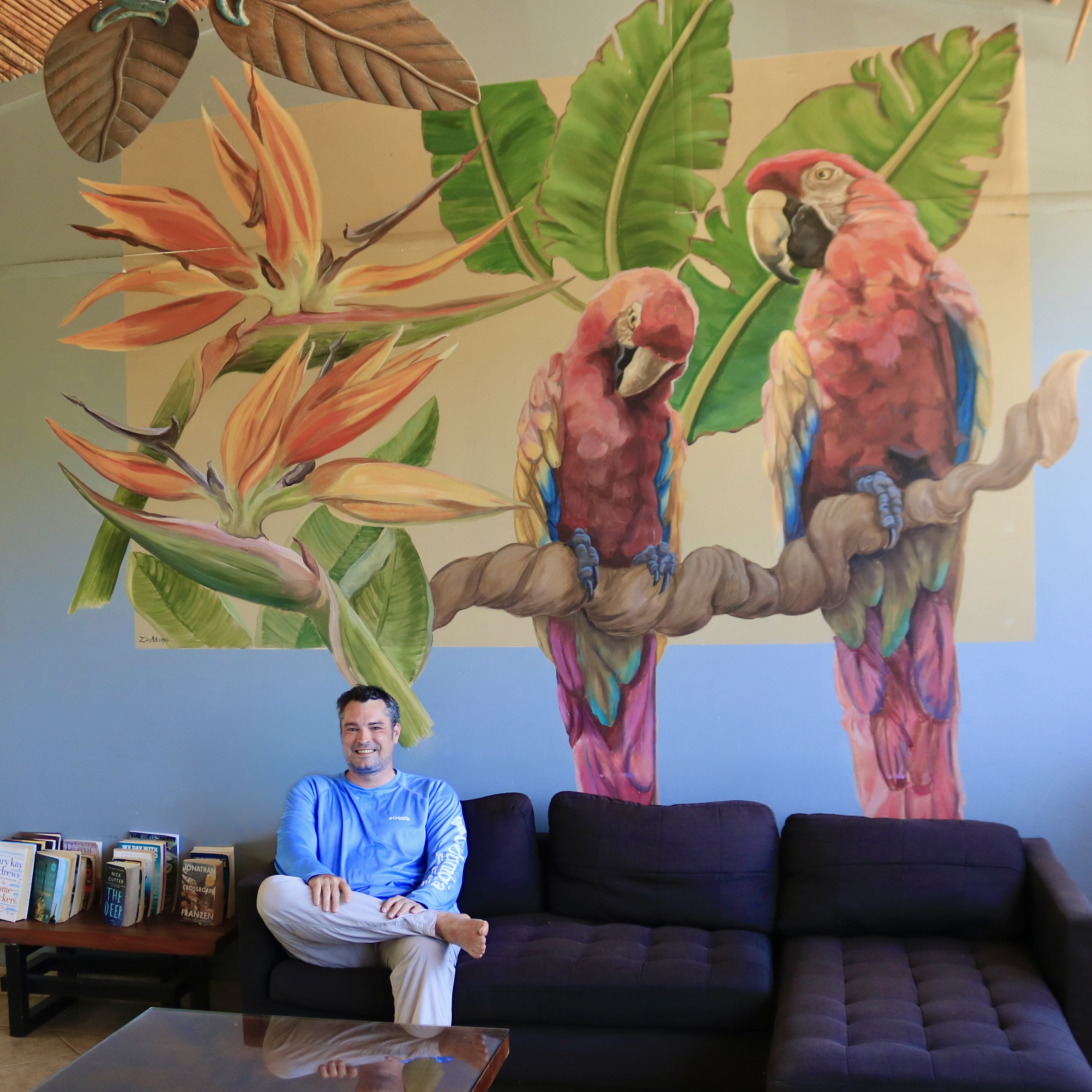 Sitting by Parrot Wall Mural